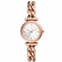 【FOSSIL】公司貨 Carlie 羅馬浪漫氣質不鏽鋼腕錶/玫瑰金x銀面 女錶(ES5330)