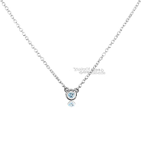 Tiffany&amp;Co. 0.06克拉圓形海藍寶石純銀項鍊