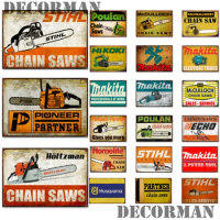 [ Mike86 ] CHAIN SAWS Metal tin sign Wall Plaque Retro Power TOOL Poster Painting Pub Decoration LTA-2037 20*30 CM