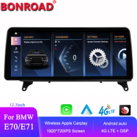 Bonroad 1920*720P Snapdragon Android 13 Car Radio 12.3'' Multimedia Player For BMW X5 E70 X6 E71 CCC CIC Navigation 4G LTE GPS