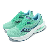 【SAUCONY 索康尼】慢跑鞋 Triumph 21 女鞋 綠 白 緩震 厚底 反光 路跑 長距離 運動鞋 索康尼(S10881118)