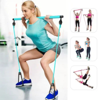 Portable Pilates Bar Kit with Exercise Resistance Band, Exercise Pilates Bar with Foot Loop Toning Bar for Home Gym Workout