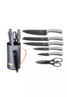 Berlinger Haus 7 Pcs Non-Stick Knife Set with Steel Stand / Chef's Knife / Santoku Knife / Bread Kni