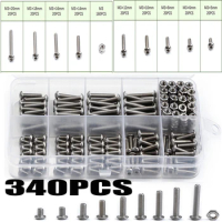 340Pcs/Set 5/6/8/10/12/14/16/18/20mm Assorted Stainless Steel M3 Screws with Hex Nuts Bolt Cap Socket Set