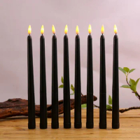 1 Pieces Black/White Led Candles with Flickering Flame,Battery Operated Flameless Halloween Grave Decor Votive Church Candles