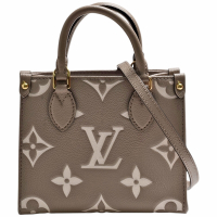 LV M47054經典OnTheGo BB Monogram雙色Empreinte皮革手提/斜背包(迷你-奶油/斑鳩灰色)