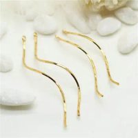 10PCS DIY Earrings Making Supplies 14K Real Gold Plated Long Curved Wave Bar Pendants for Making Earring Components