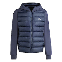 Adidas ESS DWN HYB J [IK3224] 男 羽絨 連帽 外套 運動 休閒 防潑水 保暖 冬季 深藍