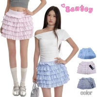 Bentoy พร้อมส่ง 2055 bentoy Skirt กางเกงกระโปรงเลเยอร์ กางเกงระบาย6ชั้น ผ้าGlossyRib กระโปรงผ้าทอใส่