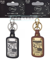 權世界@汽車用品 日本 NAPOLEX Disney 米奇方型 金屬皮革材質鑰匙圈 吊飾 WD-331-兩種顏色選擇