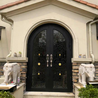 World Unique Biggest Jambs 3" x 6.3" Wrought Iron Doors China Pure Hands Fluorocarbon Paint 30 Years No Fade Peeling