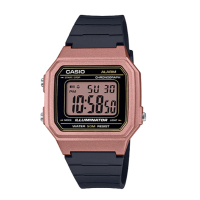 【CASIO 卡西歐】復古機能電子錶 橡膠錶帶 玫瑰金 自動月曆 生活防水(W-217HM-5A)