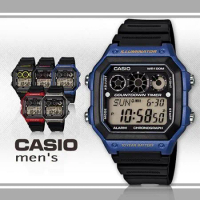 CASIO 卡西歐 電子液晶 計時碼錶 防水100米 橡膠手錶 藍色(AE-1300WH-2A)