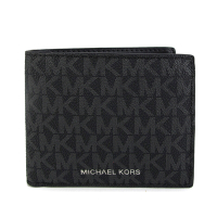 MICHAEL KORS Cooper 燙銀Logo防刮滿版MK含零錢袋對開式短夾(黑色)