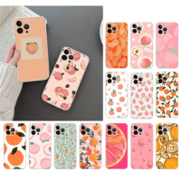 Phone Case For iphone 15 14 Pro Max 13 12 11 Pro Max XS XR X 12mini 14 PlusPeach Orange Fruit Aesthe