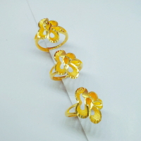 鍍金花戒仿黃金花朵時尚日韓女士開口可調節越南沙金手戒首飾飾品