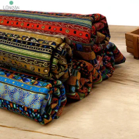 Ethnic Style Cotton Linen Fabric Textile Patchwork Sofa Cover Pillow Hotel Bar Tablecloth Curtain Decorative Fabric Materials