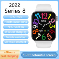 2022 Series 8 Smartwatch GPS track NFC Door Access Unlock Waterproof Voice Assistant Bluetooth Call Wireless Charging Smartwatch