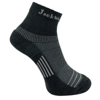 【Jack wolfskin 飛狼】機能除臭抗菌足弓運動中筒襪(黑 / 3雙)