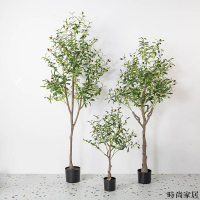 免運 附發票 工廠直銷 仿真樹 仿真擺件 綠植跨境熱款仿真植物橄欖樹落地大型家居裝飾綠植盆栽橄欖樹可拆裝WW0720