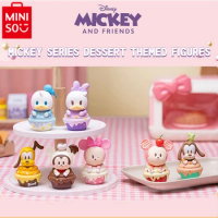 MINISO Mickey Series Dessert Blind Box Figure Minnie Anime Cartoon Cute Desktop Ornament Doll Mystery Box Toy Christmas Gift