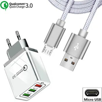 EU Charger for HTC One X10 M7 M8 M9 LG X power 2 K20 Plus QC 3.0 Quick Charger Micro USB Cable for ZTE Blade V8 V9 Nubia N3 Z11