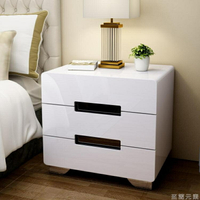 床頭櫃簡約現代儲物櫃北歐臥室床邊小櫃子白色烤漆床頭櫃實木整裝  雙12購物節 樂樂百貨