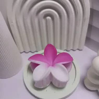 Jepit Rambut Standard Gradasi Doff dengan Desain Bunga Plumeria Warna Merah Muda untuk Tampilan Cant