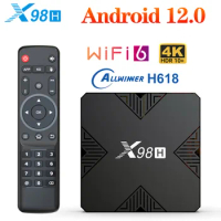 X98H Smart Android 12 TV Box Allwinner H618 3D 4K HDR BT5.0 2G/4G RAM 16G 32G ROM Wifi6 2.4G&amp;5G Wifi Media Player Set Top Box