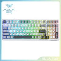 AULA F99 Wireless Bluetooth Mechanical Keyboard Gasket PBT Keycaps Hot Swappable ABS PC RF4 Plate Customization Gaming Keyboards