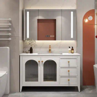 Stone bathroom cabinet Solid wood bathroom cabinet Mirror cabinet Combination modern bathroom washbasin cabinet