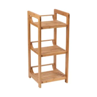3 Tier Bamboo Shelving Tower Shelfs Toilet Space Saver Cabinet