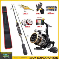 SKY - Pancing Set Lengkap Murah & Kuat - Joran Carbon Ultralight 1.65M-2.4M + Reel HE1000-7000 Drag 
