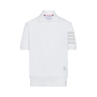 Thom Browne Garment Overdyed Jersey 4-Bar Polo Shirt White 2 White
