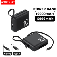 10000mAh Mini Power Bank With Type-C Cable 5000mAh Fast Charging External Spare Battery for iPhone 15 Samsung Xiaomi Powerbank