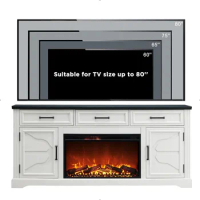 Farmhouse Fireplace TV Stand for Up to 80 Inch TV,Entertainment Center with 30" Electric Fireplace for 65 75 Inch TV,70"TV Stand