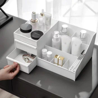 Cosmetics Storage Box Desk Dresser Large Capacity Drawer Kawaii Makeup Stationery Organizer Pencil Cases Desk Organizers