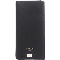 BALLY Baliro 黑色皮革銀字黑白條紋直式長夾