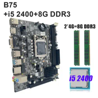 B75 LGA 1155 Motherboard Kit with DDR3 8GB Desktop RAM 1600MHZ Memory I5 2400 Processor 1155 Motherboard Placa Mae 1155