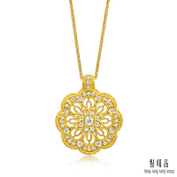 點睛品 財納八方 鑽石黃金項鍊 (大)