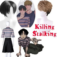 3PICS Killing Stalking Yoon Bum 2024 OH Killing Stalking SangWoo Short Wig Cosplay Men Fashion Wigs Tshirt and skirt Dropset20