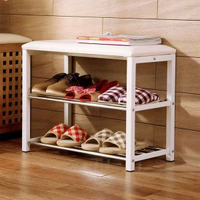 內地直送 - 欧润哲白色玄关换鞋凳连鞋架家用入门换鞋椅衣帽间多层收纳鞋架-白色 均码