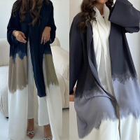 Tq · bera Tie dicelup Kimono terbuka Abaya untuk wanita jubah Cardigan jubah Dubai pakaian islam longgar Coverup gaun turki Outwear4/3