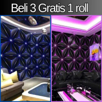 Paket PROMO BELI 3 GRATIS 1 Wallpaper Sticker Dinding Motif Polos Putih Salur Batik Bunga | Hitam |
