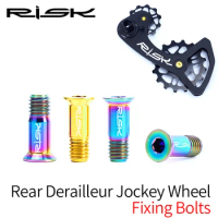 RISK 2pcs/box Road Mountain Bike Bicycle M5*14.2mm Shift Rear Derailleur Pulley Jockey Wheel Fixing Bolts Screws Titanium Alloy