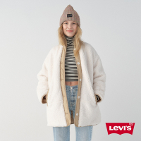 Levis 女款 雙面穿全鋪毛鋪棉外套 / Oversize寬鬆版型 椰奶色