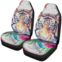 Animal Tiger Print Fashion Car Seat Covers, 2 Piece Fornt Car Seat Cover Universal Bucket Auto Seat Covers for SUV Sedan Van