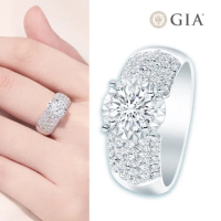 【King Star】買一送一 GIA 一克拉 Dcolor 18K金 天然鑽石戒指 綺麗 送黑珍珠項鍊(三克拉視覺效果)