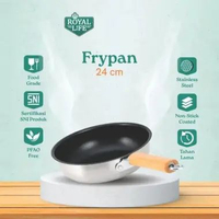 Royal Life Frypan 24 cm Double Bottom Stainless Non Stick Gagang Kayu