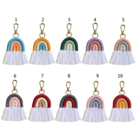 Macrame Rainbow Keychains Rainbow Tassel Keychain Weaving Rainbow Tassel Colorful Backpack Purse Decoration Present
